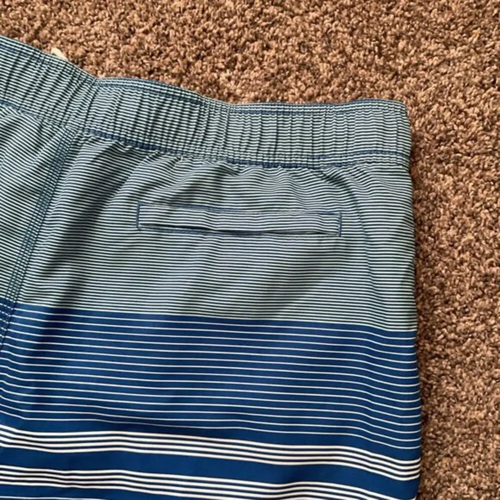 Men's Pull On Striped‎ Blue & White Swim Trunks/board Shorts Beach Vacation XXL